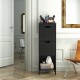 Black multifunction storage rack with two drawers and three shelves, perfect for organizing items in any room.