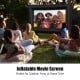 Inflatable outdoor movie screen setup with viewers enjoying a film, perfect for parties and gatherings.