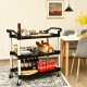 3-shelf utility service cart with aluminum frame, featuring rolling wheels and ample storage for home or office use.