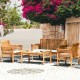 4-piece outdoor acacia wood sofa furniture set with thick cushions, perfect for patio or garden relaxation.