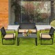 Single chair from a 4-piece patio rattan furniture set, featuring soft cushions and durable steel frame for comfortable.
