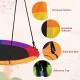 Close-up of the 40-inch multicolor flying saucer tree swing showing premium Oxford fabric and solid eye bolt for secure.