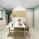 Ceiling fan with LED light and remote control, featuring a starry sky design, ideal for enhancing home decor.