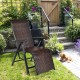 Adjustable rattan folding lounge recliner in brown, perfect for outdoor patio relaxation with a durable steel frame.