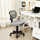 Armless gray computer chair with height adjustment and breathable mesh, ideal for home office comfort and mobility.