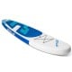 11-foot inflatable stand-up paddle board in blue with anti-slip mat, ideal for various water activities.