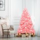 Full view of a 6 feet pink artificial Christmas tree with ornaments, perfect for festive home or commercial decoration.