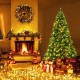Pre-lit 6.5 feet Christmas tree with 450 LED lights, pine cones, and red berries, perfect for festive home decoration.