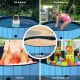 Foldable 63-inch blue pet pool, made of MDF and PVC, ideal for bathing dogs, kids' play, and multi-purpose use.