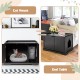 Cat litter box enclosure in black, featuring double doors and a cozy interior for large cats, doubles as an end table.