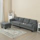Gray ottoman from reversible sectional sofa, featuring soft linen fabric, storage capability, and stylish design for.