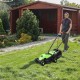 Electric push lawn mower with grass bag, 13-inch cutting width, ergonomic handle, and adjustable height for easy.