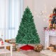 7-foot PVC artificial Christmas tree with LED lights, featuring hinged branches and a sturdy iron base for easy setup.
