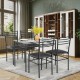 5-piece dining set featuring a tempered glass top table and 4 upholstered chairs, perfect for kitchens or dining rooms.