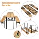 Folding wooden picnic table and bench set with a rustic design, featuring a sturdy steel frame for indoor and outdoor.