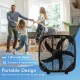 20-inch black box fan with 3 speed settings, lightweight design, and portable handle for easy movement in any room.