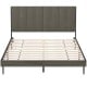 Queen size upholstered bed frame with tufted headboard, featuring 12 wooden slats and spacious under-bed storage.