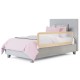 Extra long 59-inch beige bed rail guard for toddlers, featuring breathable mesh and all-steel construction for safety.