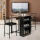 Counter height pub dining set featuring a triangular table and two ergonomic chairs, perfect for small spaces.