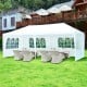 10 x 20 feet white canopy tent with 6 sidewalls, perfect for outdoor parties and events, featuring sturdy steel frame.