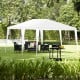 10x20 feet white canopy tent with 6 sidewalls, ideal for outdoor parties and events, featuring a sturdy steel frame.