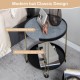 2-tier round side table featuring a grey dolomite top and golden metal frame, perfect for small spaces and versatile.