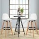 Mid-century barstools with white PU leather seats and beech wood legs, perfect for dining rooms or home bars.
