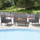 4-piece rattan patio conversation set with acacia wood tabletop, featuring 2 single sofas and a loveseat by the.