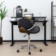 Curved seat black adjustable leather office chair with bentwood design, perfect for home or office use.