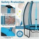 4 feet kids trampoline with blue enclosure net, featuring soft foam padded poles and safety bungee cord cover for.