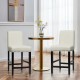 Beige kitchen chairs with rubber wood legs and soft cushions, perfect for dining rooms or bars.