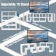 Adjustable white TV stand featuring a sleek, minimalist design with 6 compartments, perfect for modern living room.