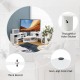 Adjustable white TV stand with two L-shaped shelves, suitable for TVs up to 65 inches, featuring spacious storage.