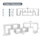 Adjustable white TV stand dimensions showcasing 2 L-shaped and 1 rectangular shelf for TVs up to 65 inches.