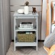 Gray 3-tier nightstand with open compartments, perfect for storage in living room or bedroom decor.