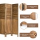 4-panel folding privacy room divider in natural wood with classic shutter design, perfect for home or office privacy.