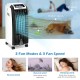 Portable evaporative air cooler with 3 fan modes, LED control panel, and ice crystal boxes for efficient cooling.