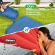 Self-inflating blue camping sleeping mattress with carrying bag, featuring waterproof TPU material for outdoor use.