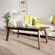 Rectangular modern wooden coffee table with rubber legs, featuring a large scratch-resistant tabletop for versatile use.