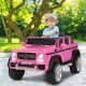 Pink licensed Mercedes-Benz kids ride-on car with parental control, LED lights, and spring suspension for smooth.