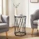 Hexagonal accent end table with tempered glass top and metal frame, featuring X-shaped legs for stability in any room.