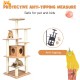 7-layer wooden cat tree with sisal posts, featuring a condo and removable mats for easy cleaning and cat activity.
