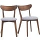 Set of 2 dining chairs with upholstered curved backs and rubber wood legs, perfect for dining rooms or kitchens.