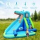 Hippo inflatable water slide bounce house with climbing wall and splash pool, perfect for kids' summer fun.