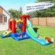 Colorful 9-in-1 inflatable kids water slide bounce house with splash pool, ideal for summer fun in the backyard.