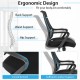 Curved backrest and armrest of the modern breathable mesh chair, designed for ergonomic lumbar support and comfort.