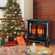 25-inch black electric fireplace heater with realistic flame effect, perfect for cozy indoor settings during winter.