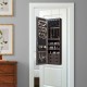 Lockable mirror jewelry cabinet in coffee with 5 LED lights and 6 drawers, ideal for organized accessory storage.