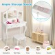 Mini makeup dressing mirror vanity table set with stool, featuring ample storage and a foldable mirror for versatile.