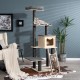 5-tier modern wood cat tower with washable cushions, featuring a large condo and multiple platforms for feline play and.